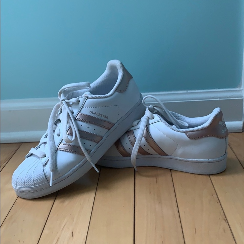 Rose Gold Adidas Superstars Size 6.5